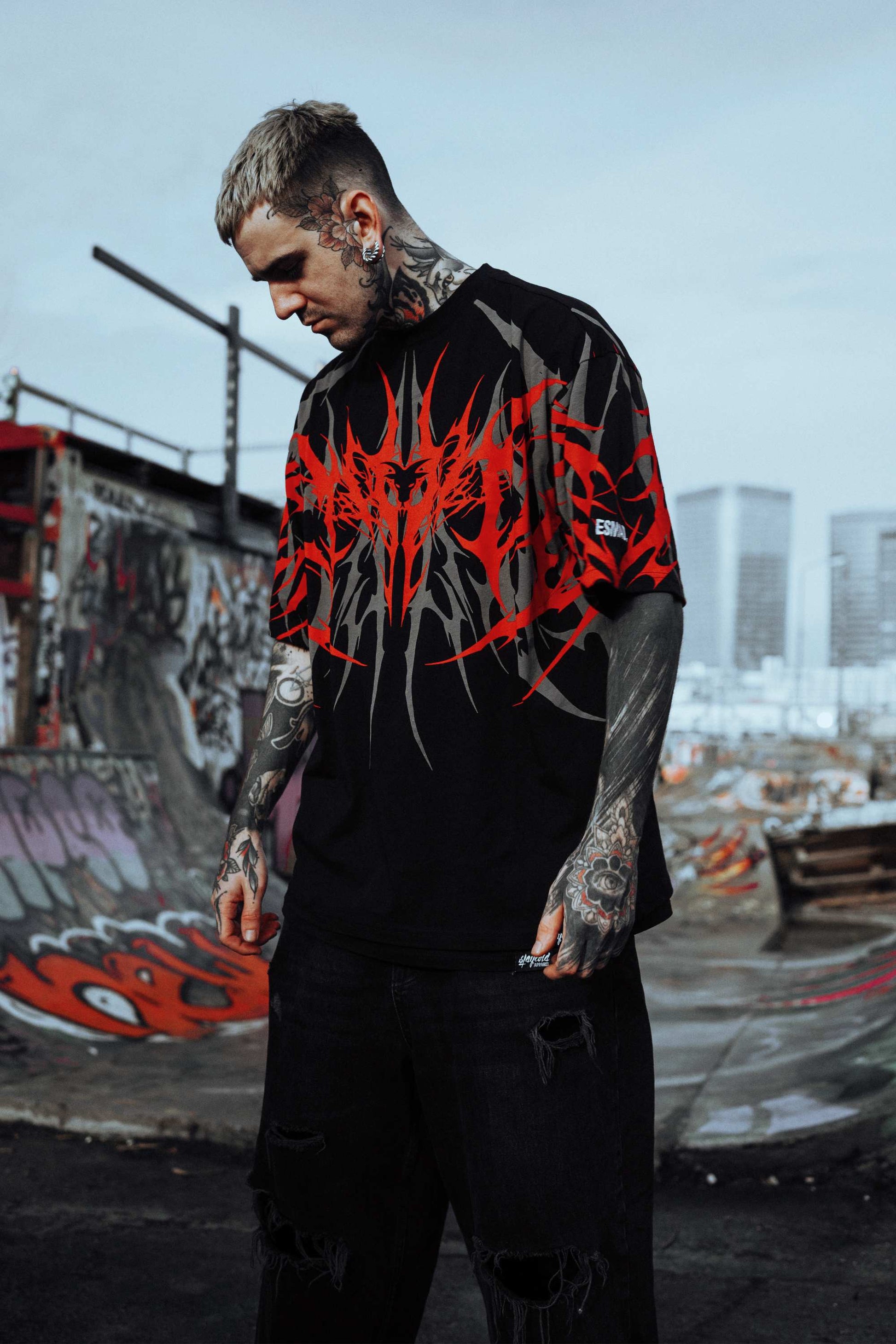 Red Cipher Oversized T Shirt – Liquid Threads