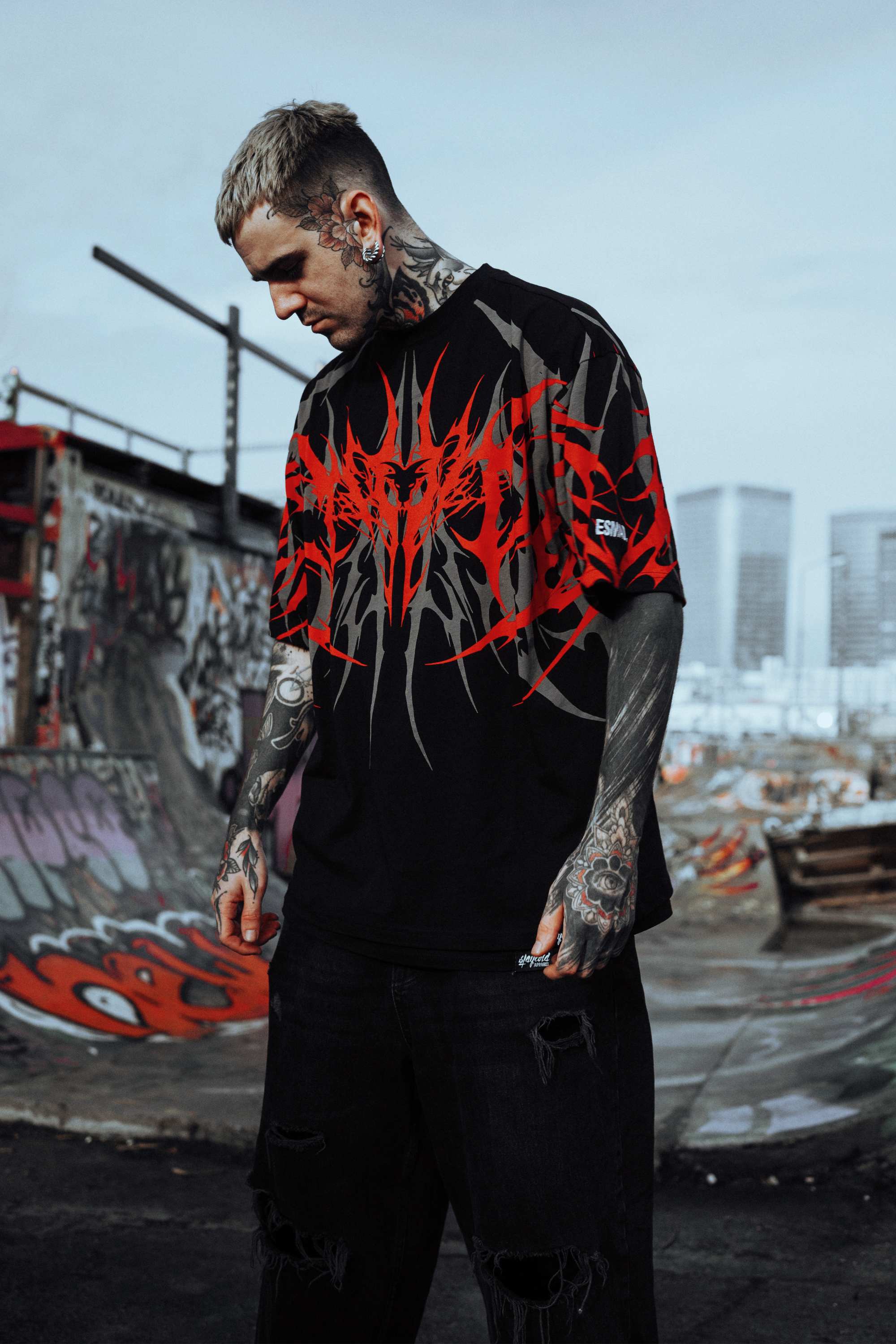 Red Cipher Oversized T Shirt