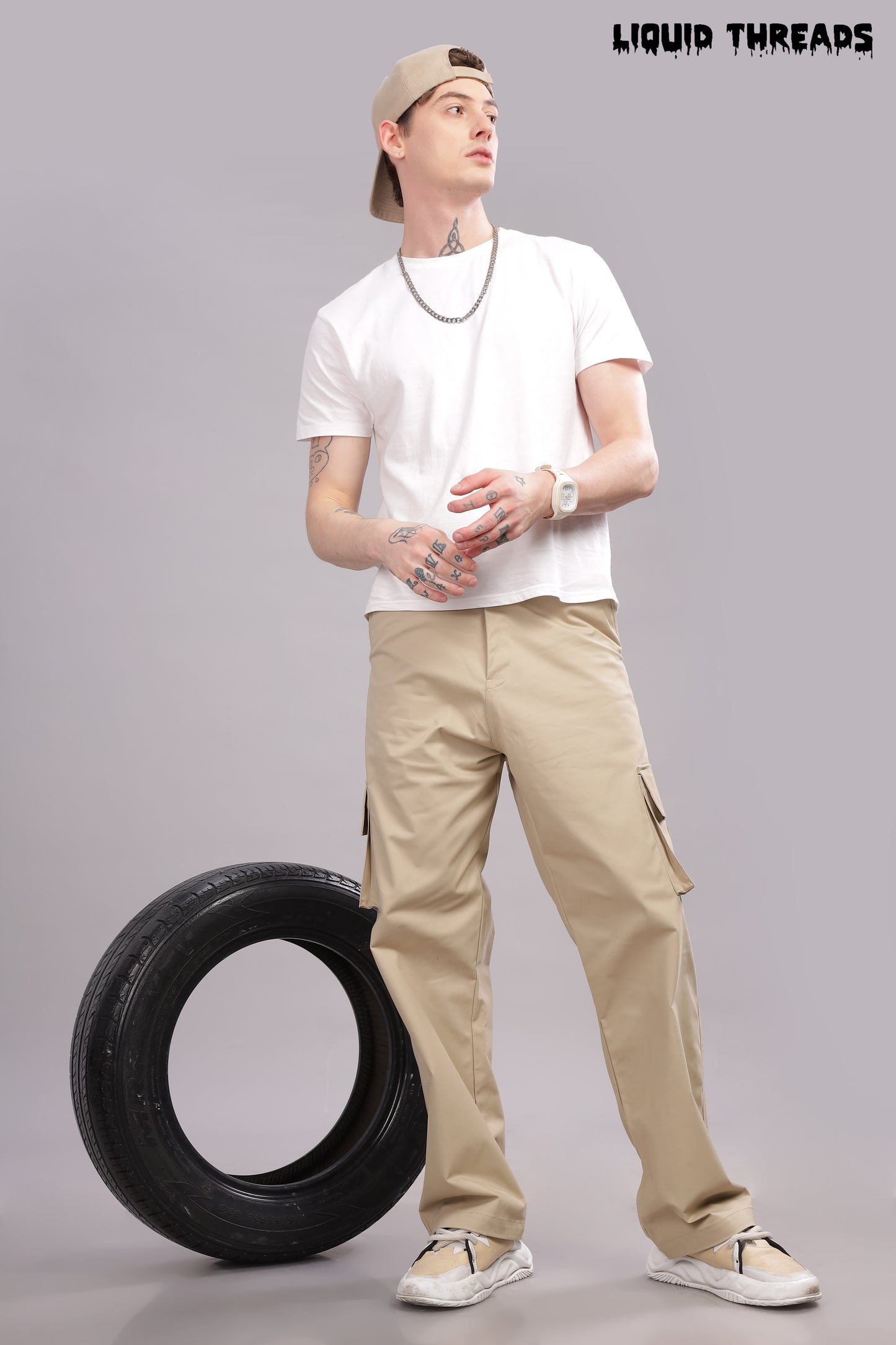 Beige Cargo Pants